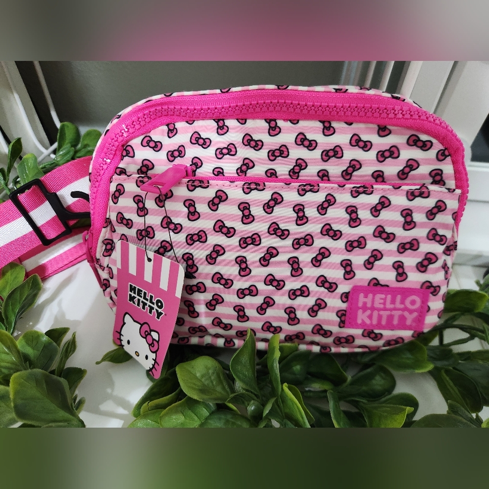 Hello Kitty Pink and White Belt Bag with Bow Pattern